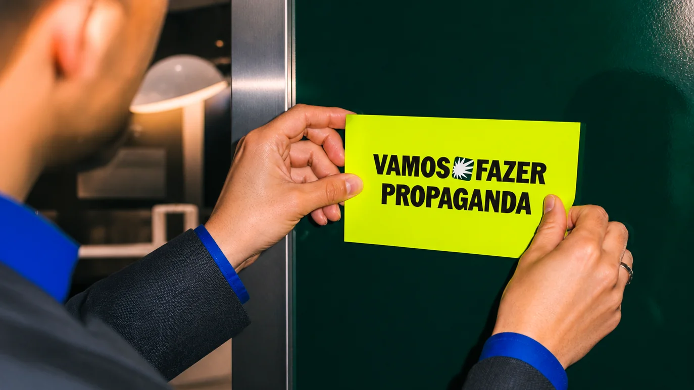 Materiais impressos da campanha Faz Propaganda, produzidos pela Aplic Gráfica